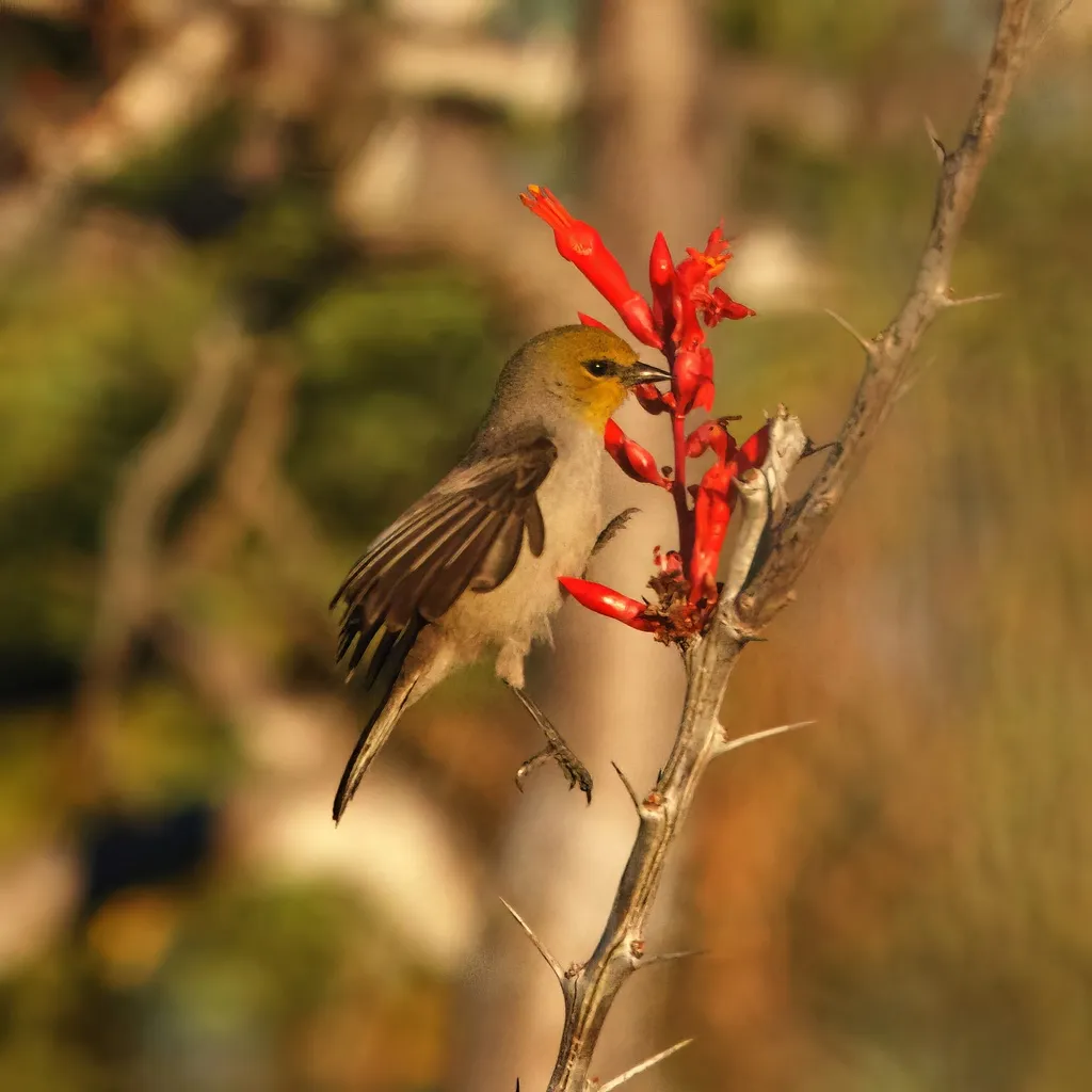 黄头金雀(Auriparus flaviceps)