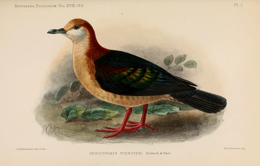 栗顶地鸽(Henicophaps foersteri)
